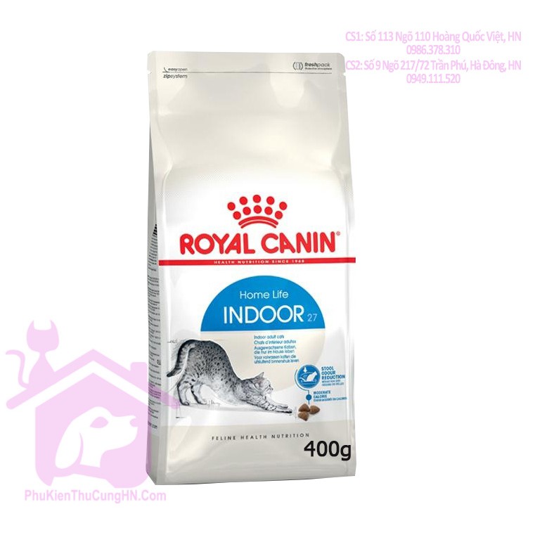 Royal canin Indoor 27 túi 400g - Dành cho mèo ít vận động, giảm béo cho mèo