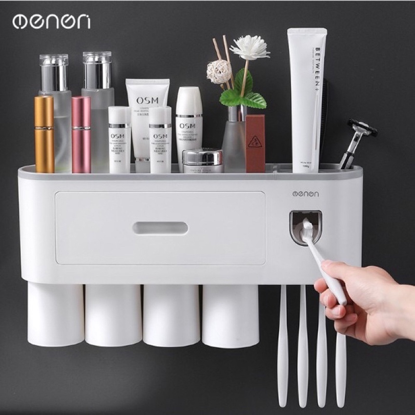 Kệ Phòng Tắm Thông Minh OENON Kèm Cốc, Bộ Nhả Kem Đánh Răng Tự Động - Dứa Shop