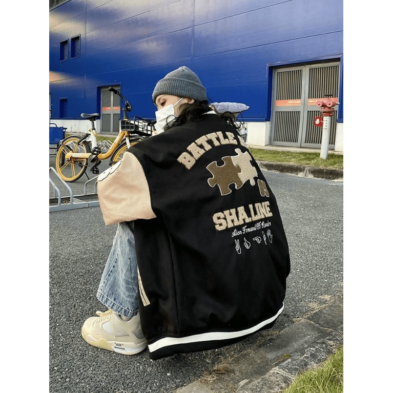 Áo Khoác Bomber Nữ Logo Chữ B Chất Nỉ Pe Dày Mịn In Xếp Hình Đẹp Form Rộng Kiểu Unisex Mặc Thoải Mái [NEW UNISEX]