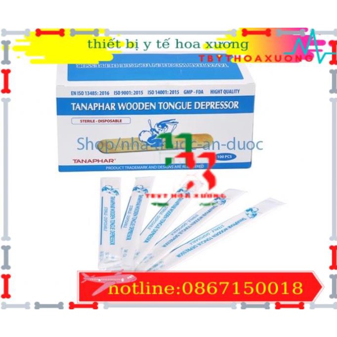 Đè lưỡi gỗ Tanaphar Hộp 100 que từ gỗ cây Bồ đề.