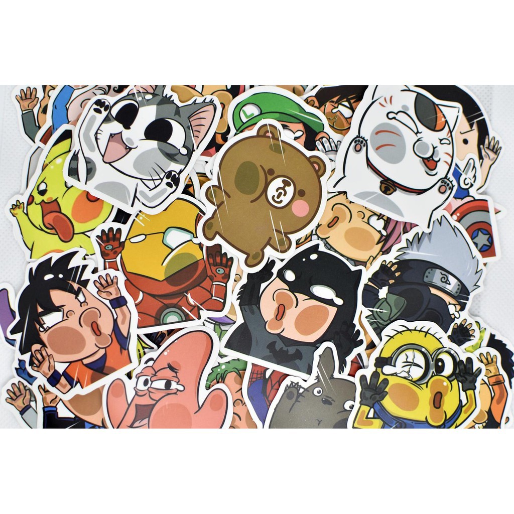 [FREESHIP 40K] SET 50 MIẾNG DÁN STICKER HOẠT HÌNH AVENGER ONEPIECE DOREMON NARUTO LAPTOP, VALI, TỦ, BÀN HỌC, XE MÁY