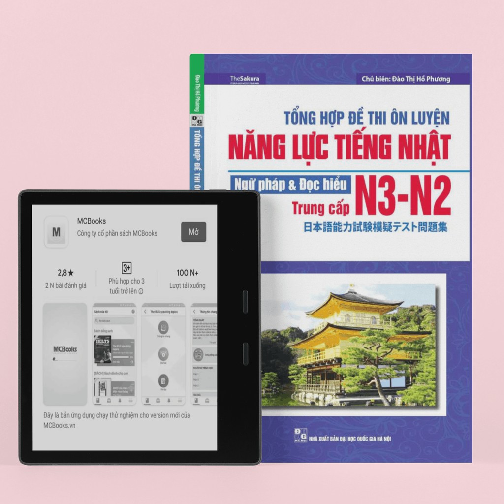 Sách - Tổng Hợp Đề Thi Ôn Luyện Năng Lực Tiếng Nhật- Ngữ Pháp & Đọc Hiểu - N3-N2 (Trung Cấp) (Học Cùng App MCBOOKS)