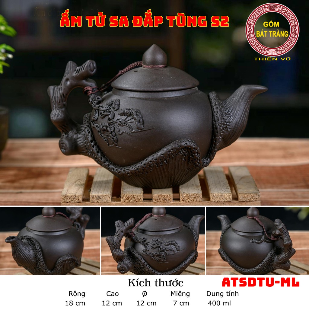 Ấm Trà Tử Sa Đắp Nổi Bát Tràng