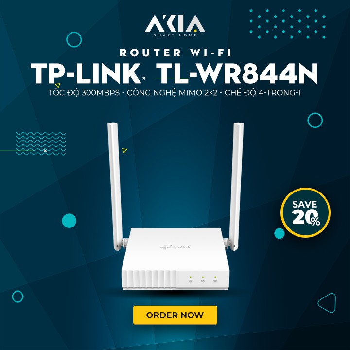 Bộ phát wifi TP-Link TL-WR844N đa chức năng 4in1 Chuẩn N 300Mbps - Router wifi MIMO 2×2 - Bảo hành 2 năm