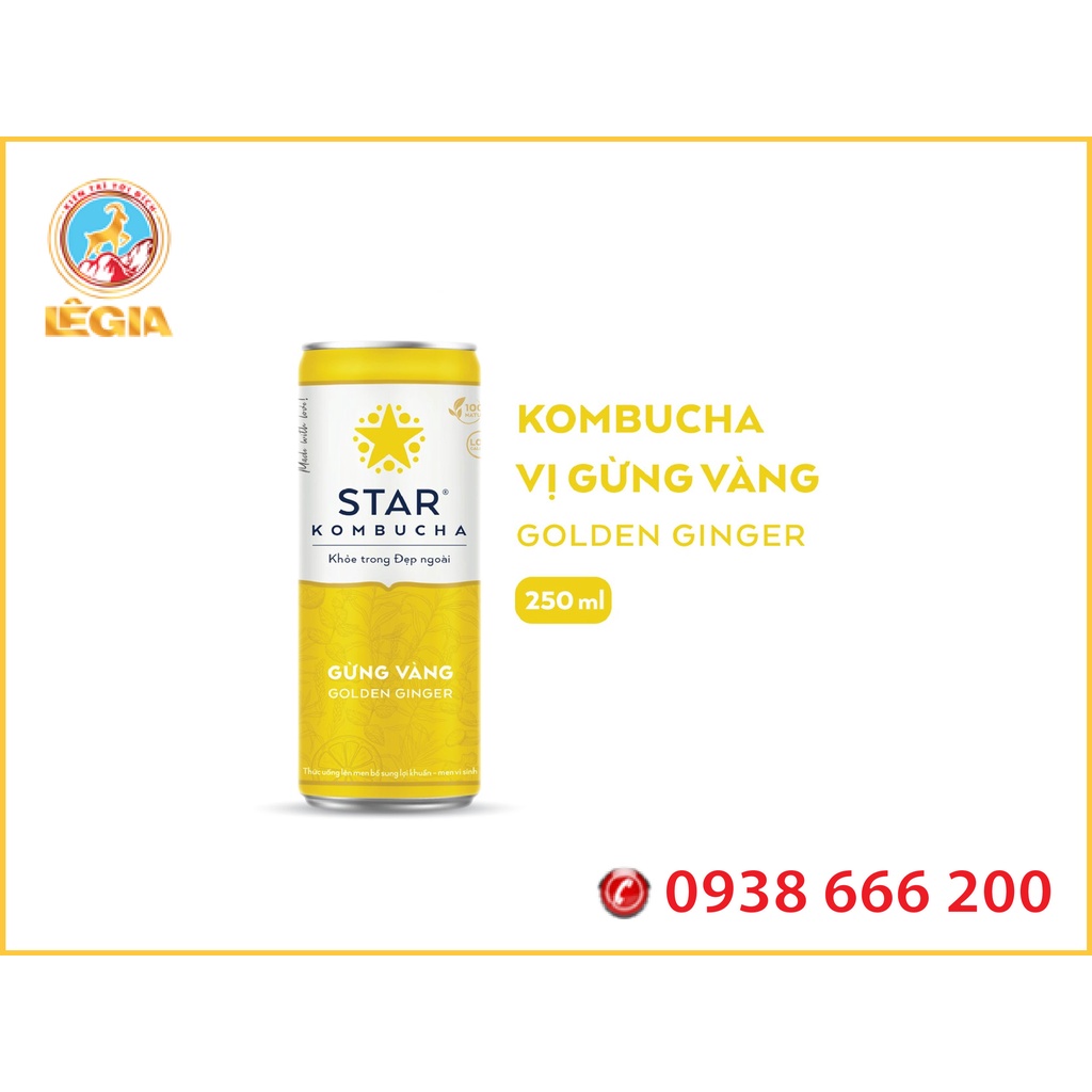 Nước Trái cây STAR KOMBUCHA Vị Gừng Vàng 250ML