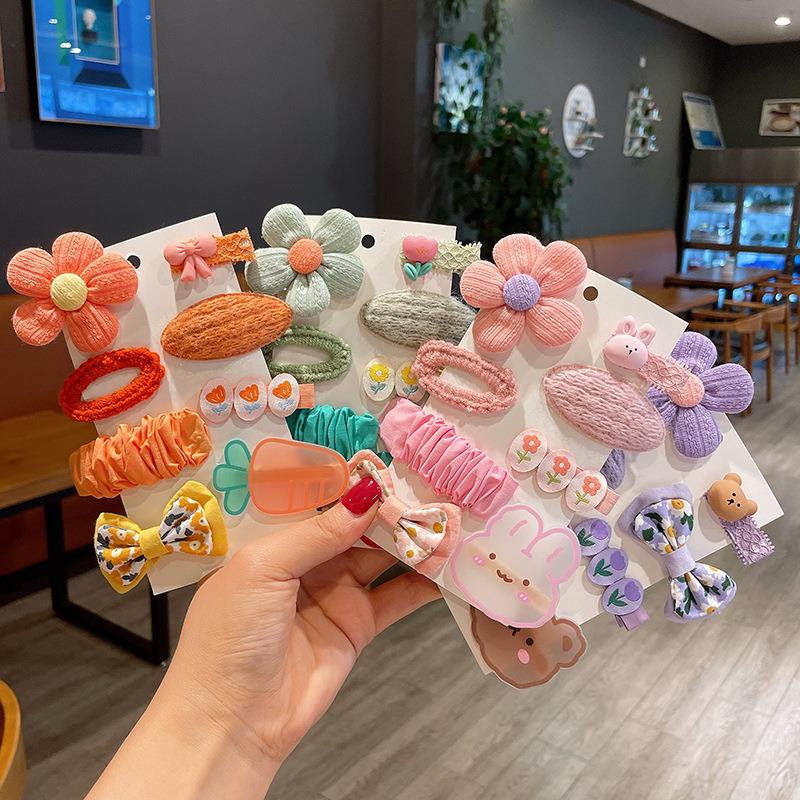 Set 8 Kẹp Tóc Nơ Họa Tiết Hoạt Hình Phong Cách Hàn Quốc Cho Bé Gái