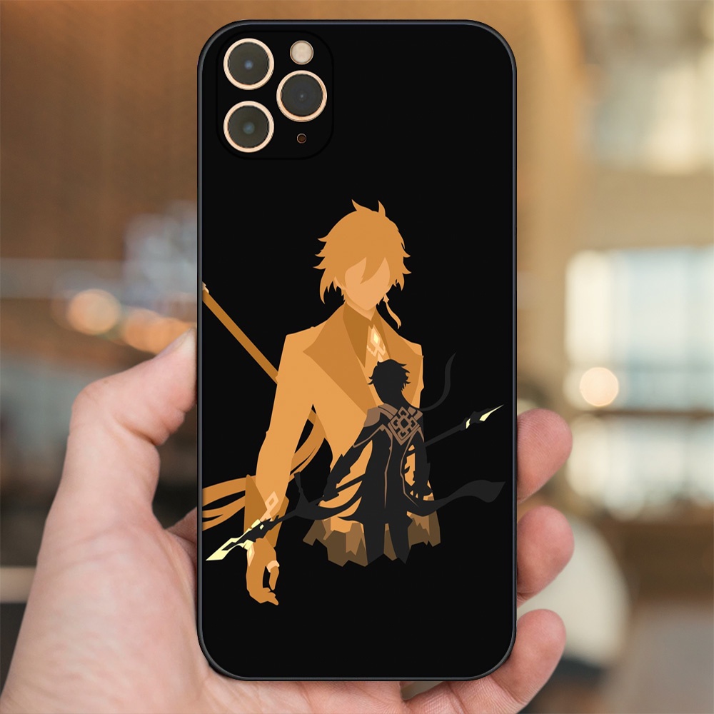 Ốp lưng iPhone 11 Pro Max dẻo đen cạnh vuông in hình Zhongli Genshin Impact