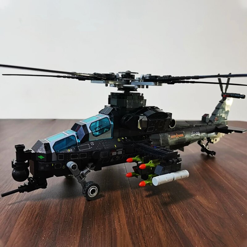 Đồ chơi Lắp ráp Mô hình SEMBO 202119 Military Gunship Armed Helicopter 3D Modle Bricks Fighter Tt 704PCS máy bay