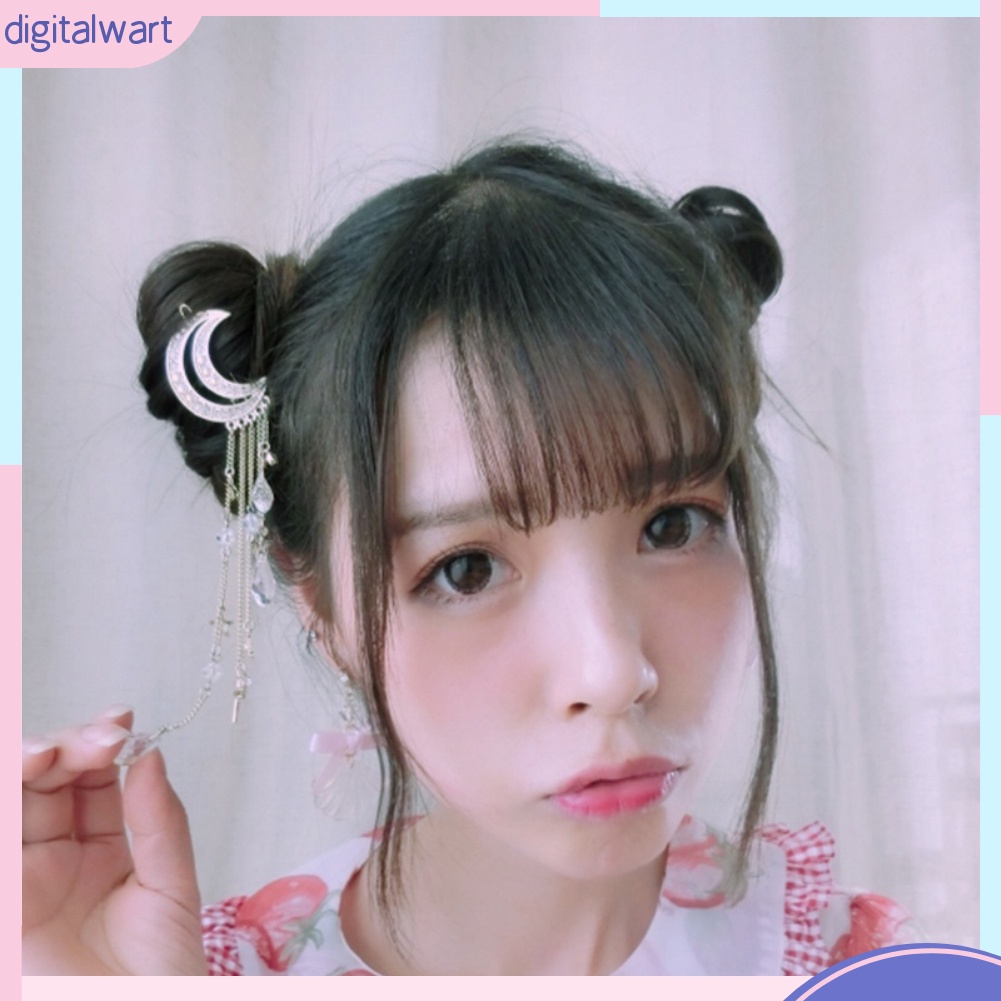 Kẹp Tóc Hình Mặt Trăng Đính Đá Phong Cách Retro Cho Nữ