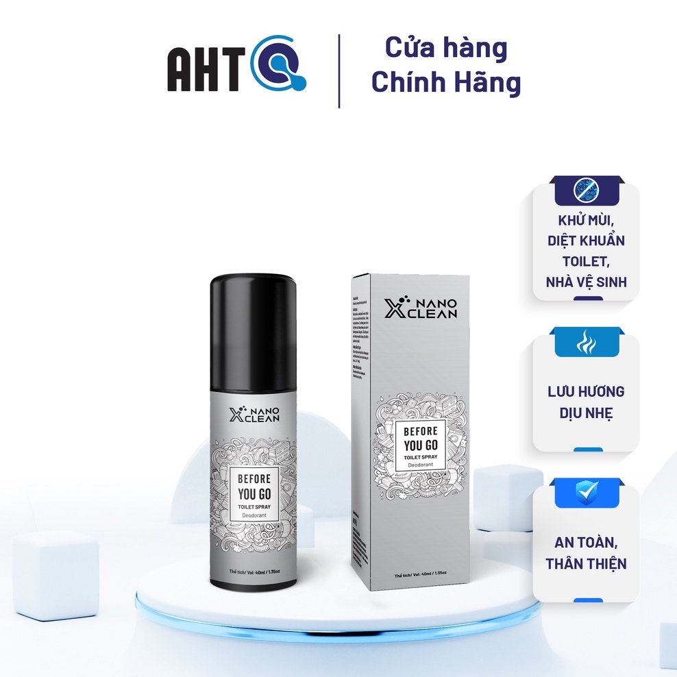 CHAI XỊT DIỆT KHUẨN KHỬ MÙI BỒN CẦU TOILET NHÀ VỆ SINH 40ML-NANO XCLEAN TOILET SPRAY- AHT CORP