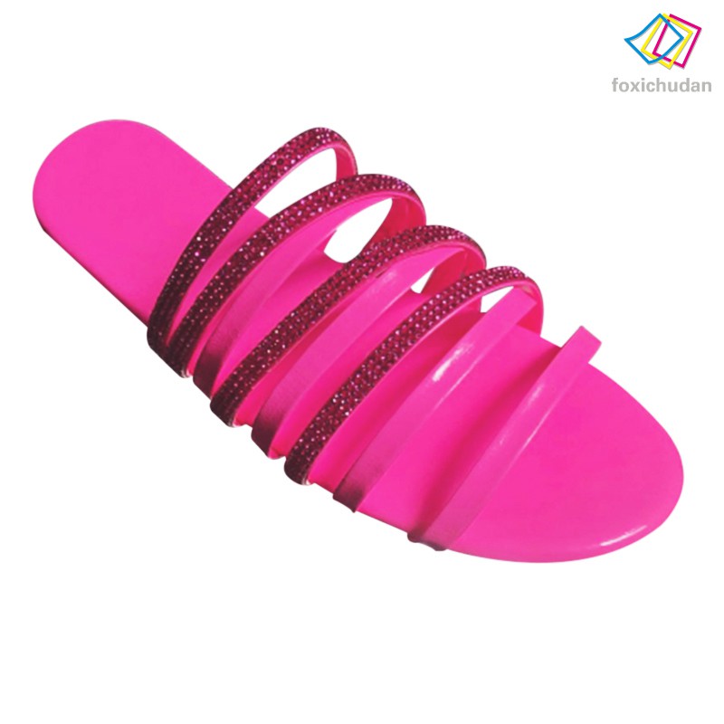 Dép Sandal Nữ Đế Bệt Đính Đá Lấp Lánh