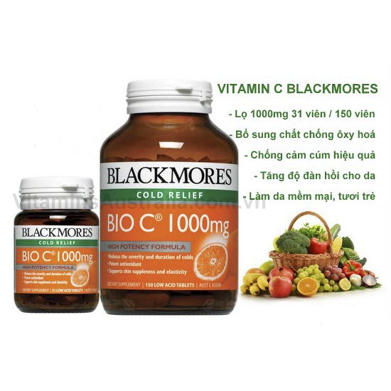 Blackmores Bio C 1000mg - Hỗ trợ giúp tăng cường sức bền thành mạch (31viên)
