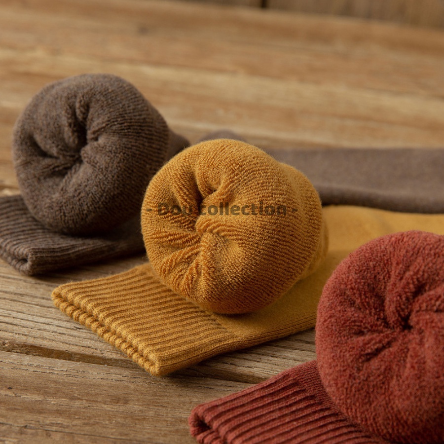 [Nowship2h] Vớ Tất Cotton Nam Nữ Cổ Cao Trơn Dày Phong Cách Nhật Bản Thời Trang Thu Đông - Mã TV030