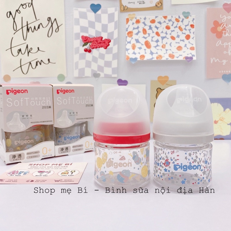 Bình sữa Pigeon thuỷ tinh nội địa Trung 80ml - 160ml - 240ml