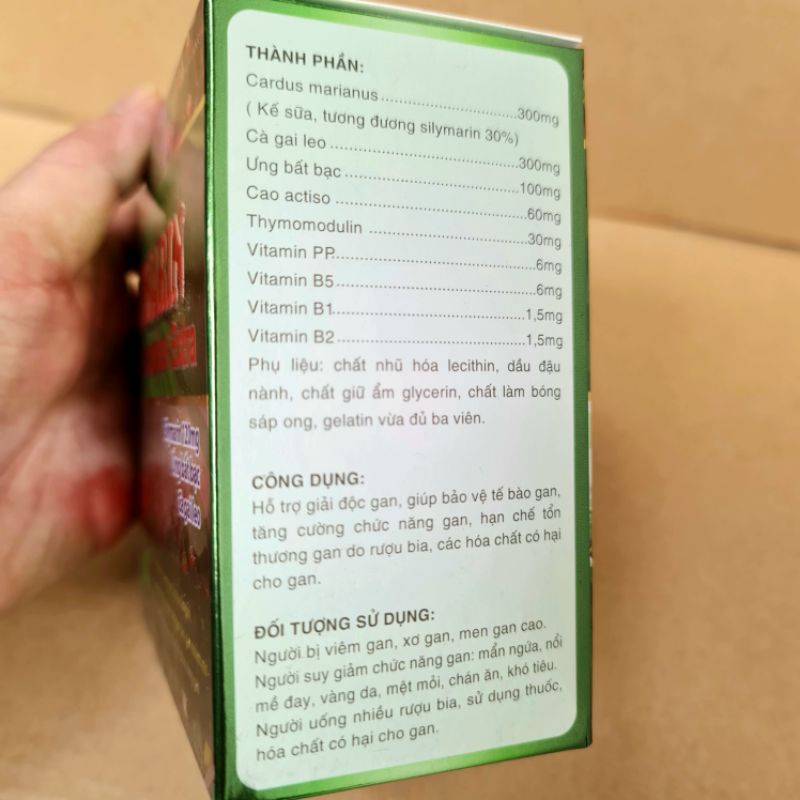 BỔ GAN MÁT GAN GIẢI ĐỘC GAN SILYMARIN 120mg tăng cường chức năng gan Hộp 100 viên