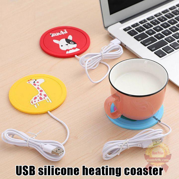 HOT Đế lót ly cốc giữ nhiệt làm ấm cafe nước uống cao su silicon mini cổng USB