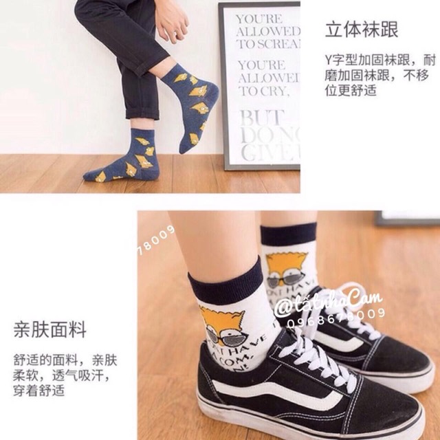Tất vớ cổ cao nữ vớ cổ cao nam ulzzang Tất cao cổ Simpson