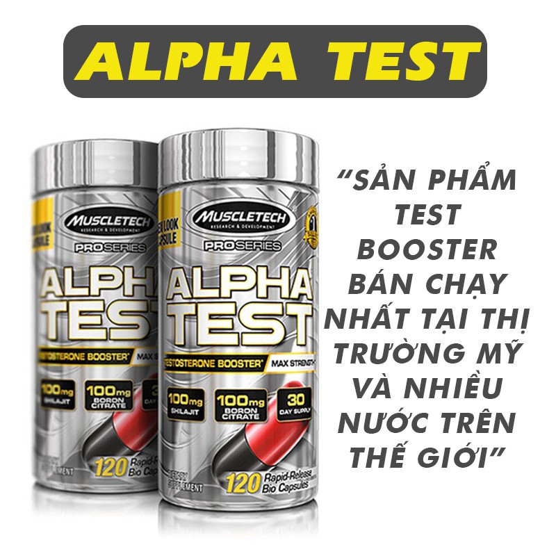 Alpha Test giúp phát triển cơ bắp, testosterone và sức mạnh an toàn (120 Viên)