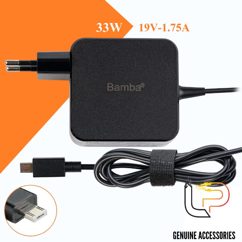 BỘ SẠC LAPTOP  ASUS 19V - 1.75A ĐẦU DẸP - ADAPTER LAPTOP ASUS 19V - 1.75A ĐẦU DẸP CỤC VUÔNG BAMBA