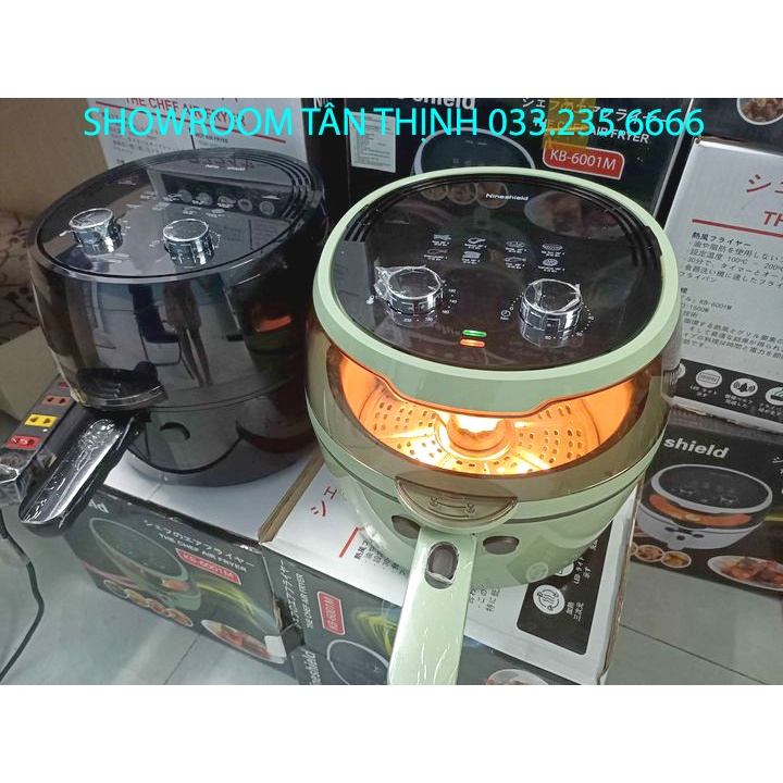NỒI CHIÊN KHÔNG DẦU  NINESHIELD 8l KHOANG KÍNH CÓ LƯỠI ĐẢO ( GIÁ SỈ )
