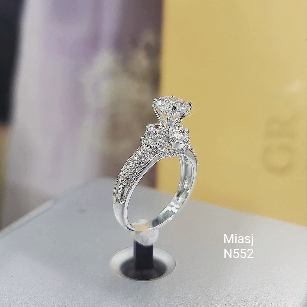 Nhẫn nữ kiểu xoàng bạc Ý S925 MiASJ N552 nữ nạm đá cao cấp, sang trọng