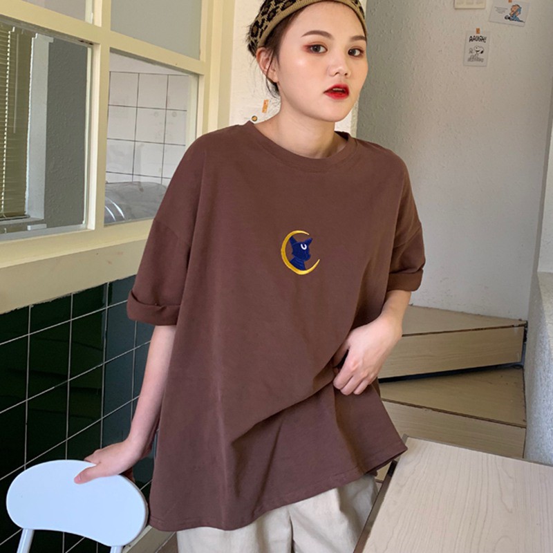 Áo Thun Ngắn Tay In Hình Mèo Xinh Xắn Cho Nữ