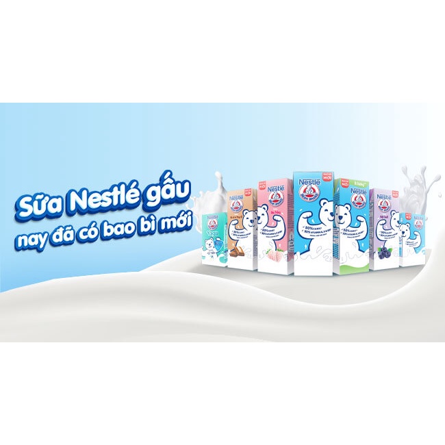 Vỉ 4 hộp sữa Nestle Gấu hương Thụy Sĩ nhiều vị 12(4x180ml)