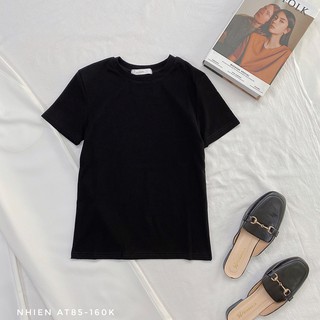 Áo thun trơn Nhiên vintage basic cổ tròn AT85