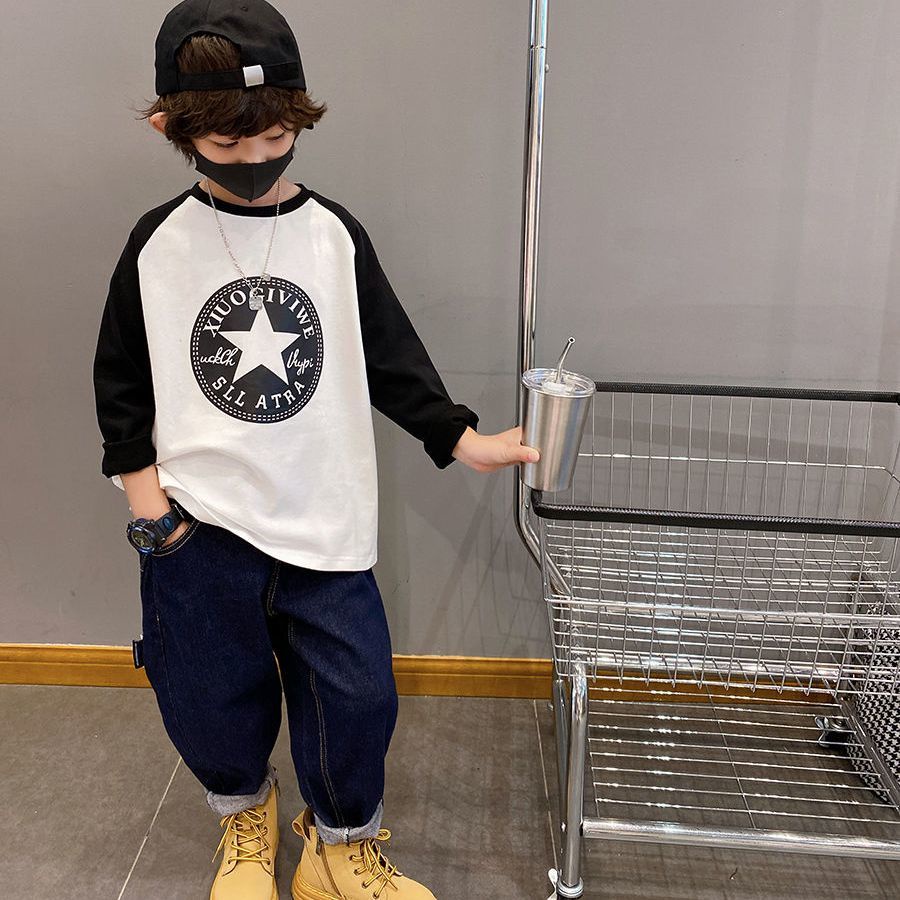 Áo Thun Tay Dài Dáng Rộng Thời Trang Xuân Thu Phong Cách Mới Dành Cho Bé Trai 110-160 2022