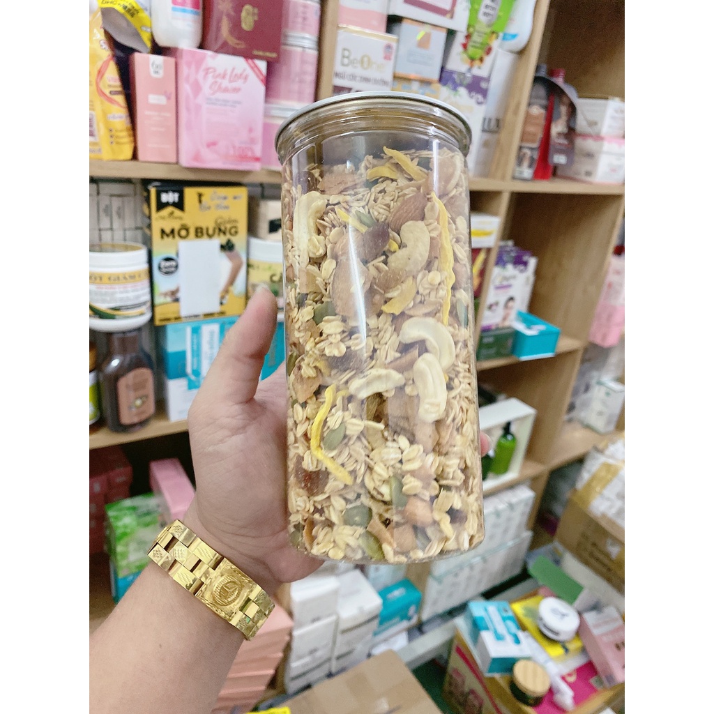 NGŨ CỐC GRANOLA ÔNG GIÀ GRANOLA 500gr- Ngũ cốc ăn kiêng Mỹ, ăn liền thơm ngon, mix loại hạt và mật date mớ