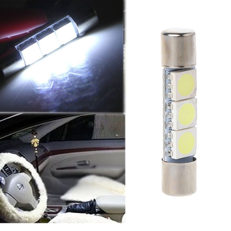 1 bóng đèn LED T6 5050 31mm 3-SMD ánh sáng trắng cho xe hơi