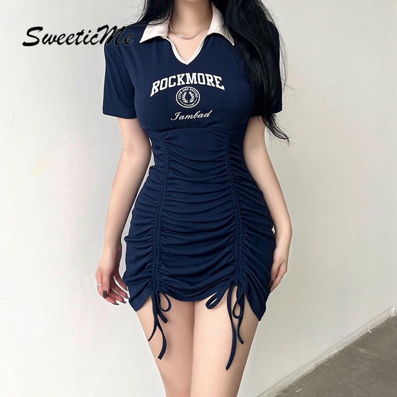 Đầm Cổ Polo In Chữ Phong Cách Thời Trang Dành Cho Nữ Size