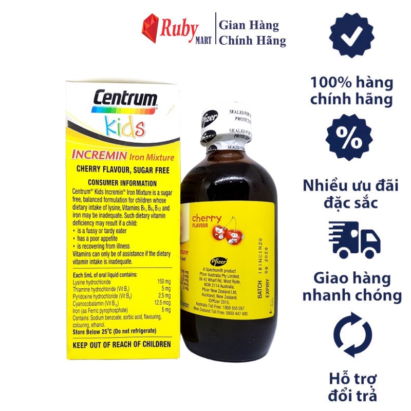 Siro Centrum Kids Dành Cho Trẻ Biếng Ăn Chính Hãng Úc Lọ 200ml  Dễ Uống