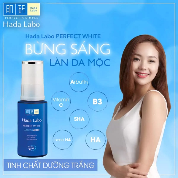 Tinh Chất Serum Hada Labo Dưỡng Trắng Da Sáng Mịn Ẩm Mượt 30g Pefect White Arbutin Essence