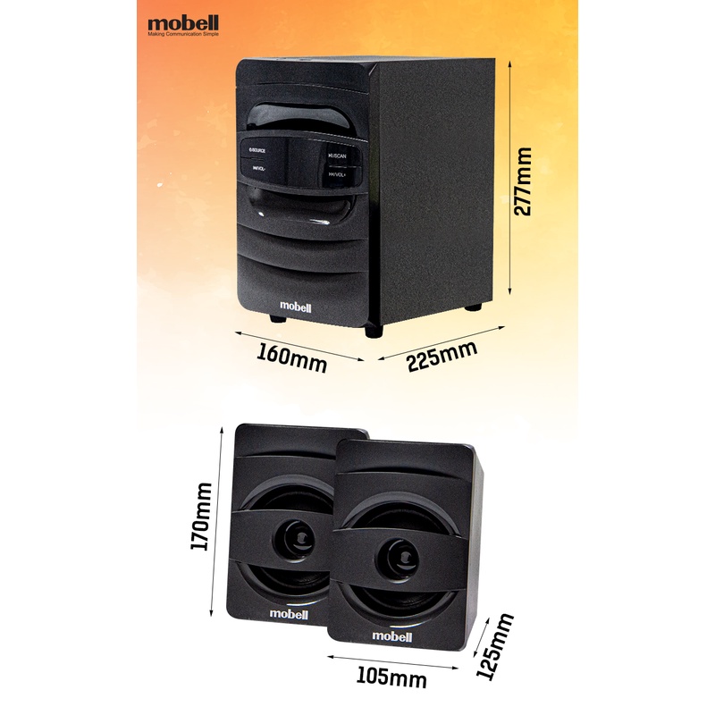 Loa Máy Tính 2.1 Để Bàn Bluetooth USB Thể Nhớ SD FM Romote Loa mobell MB-6200 Bỏa Hành 12 Tháng