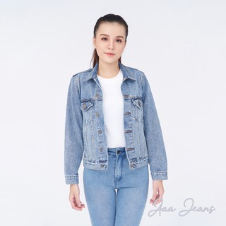 Áo Khoác Jean Nữ Trơn Màu Xanh Stone Blue  Aaa Jeans
