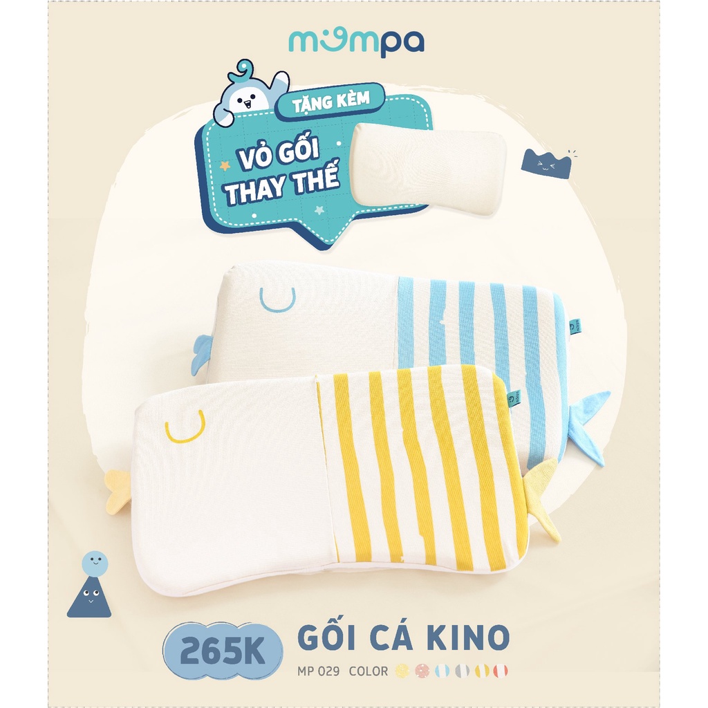 Gối sơ sinh MOMPA ruột gối memory foam tặng 1 vỏ gối chống bẹt đầu đỡ xương vùng cổ êm ái 029