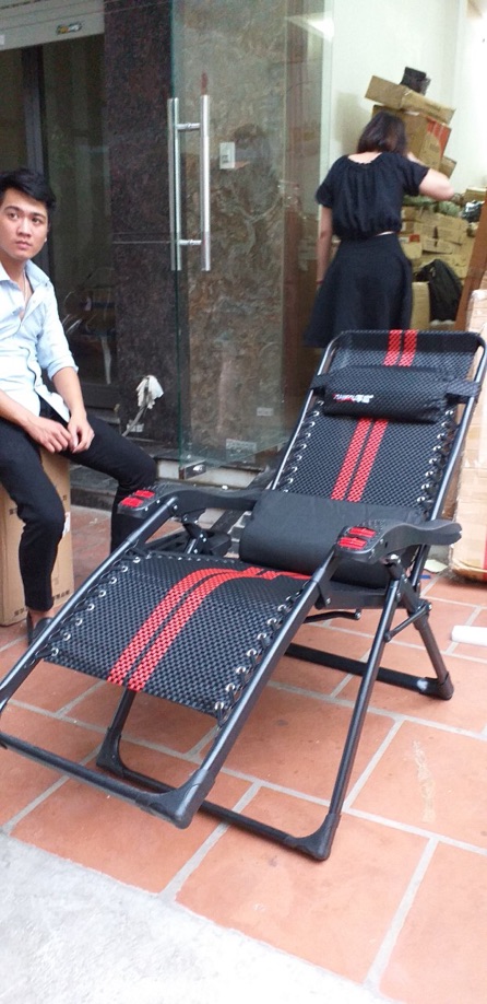 Ghế xếp thư giãn OYJ-0035 có massa tay, ngăn đồ - ghế ngủ văn phòng loại 1