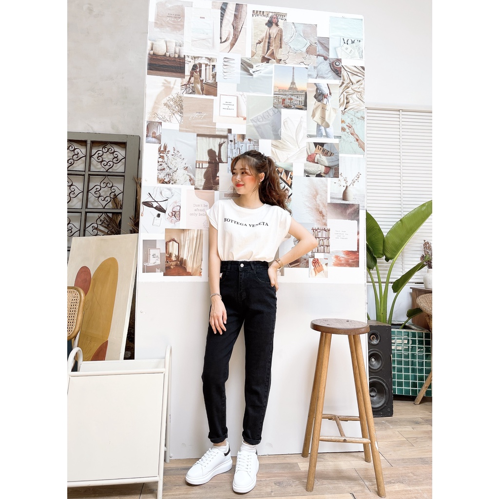 Quần Baggy bò đen co giãn nhẹ - Ảnh thật shop chụp