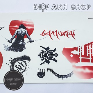 Tem Wave SAMURAI Trắng  Đỏ, Xanh đỏ - Tem xe Wave