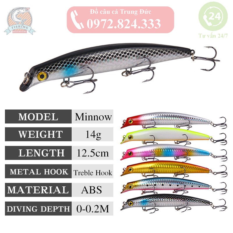 Mồi giả câu cá MINNOW Lipless chuyên Chẽm, Vòn, Nhồng, Vược 12,5cm-14g