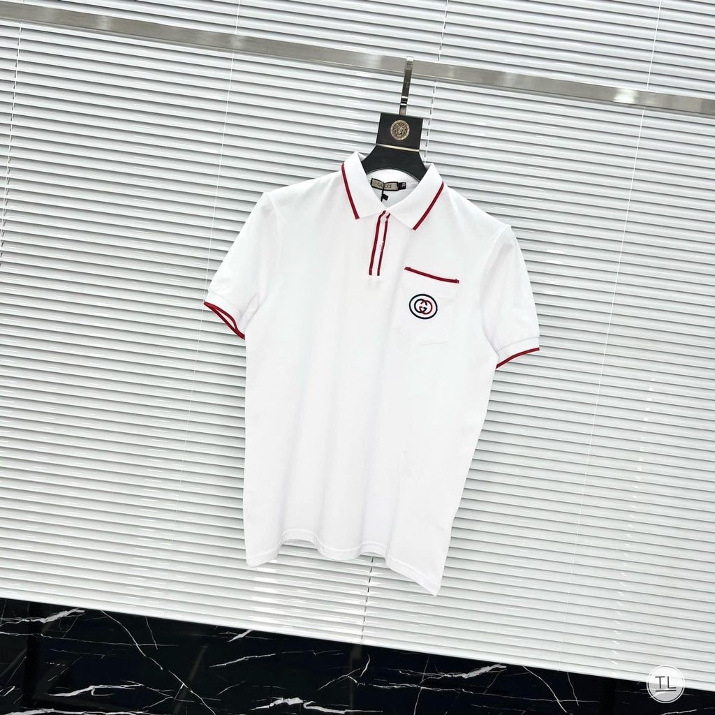 Áo polo nam họa tiết có túi thêu logo GG, áo polo có túi nam chuẩn shop KENT