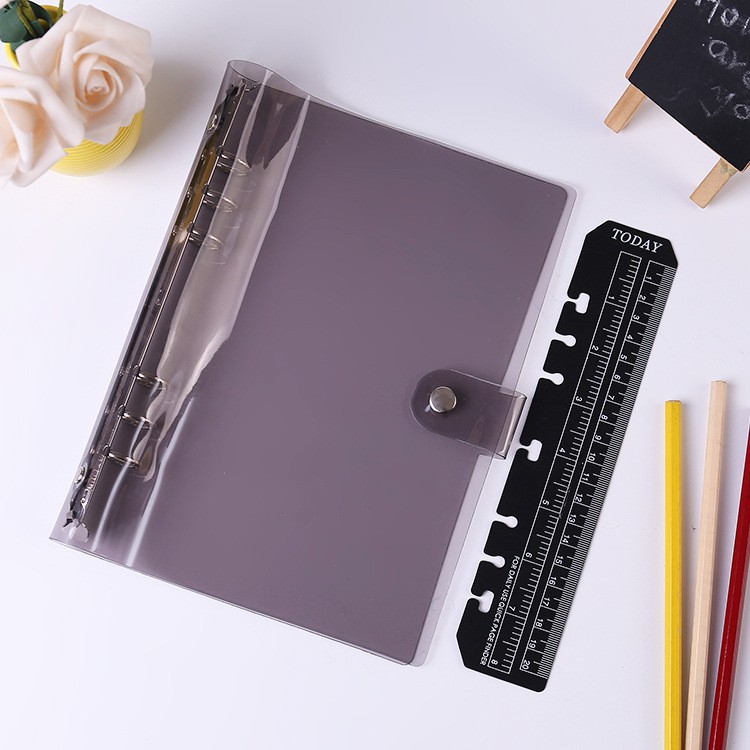 Bìa Sổ Còng Planner Binder Bullet Journal Sổ Còng Bìa Dẻo Màu Đen PVC (Black) Kèm Thước Kèm Giấy A6 A5 6 Lỗ J-ArtPens