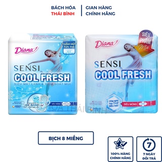 Băng vệ sinh Diana Sensi Cool Fresh siêu mỏng cánh/không cánh 8 miếng