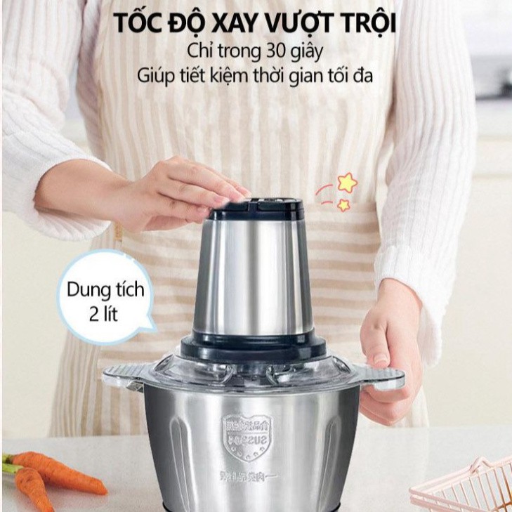 Máy Xay Thịt 4 Lưỡi - Dung Tích 2 Lít - Công Suất 300W