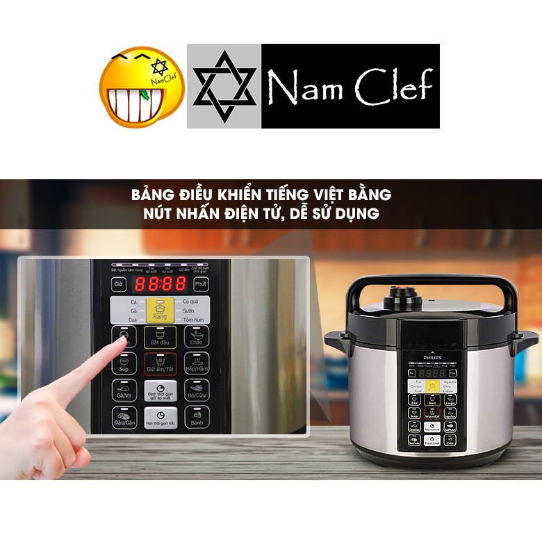 - Bảng điều khiển tiếng Việt. Nồi áp suất điện tử Philips HD2136/66 5 lít | HD2136 - Hàng likenew