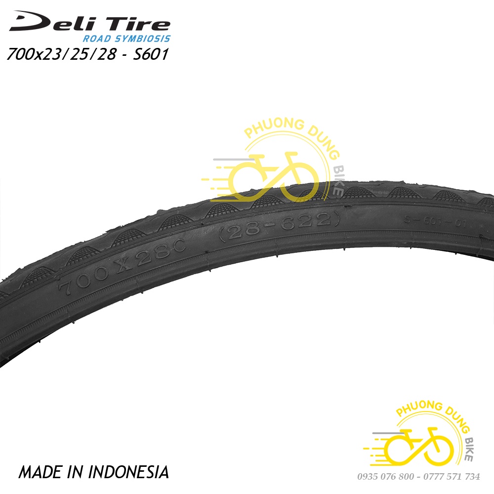 Cặp Lốp (vỏ) và Ruột (săm) xe đạp Deli Tire S601 700x23C / 700x25C / 700x28C - Van dài 60mm