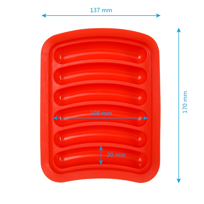 Khuôn silicon làm xúc xích, đồ ăn có nắp loại 6 thanh tiện tiện lợi