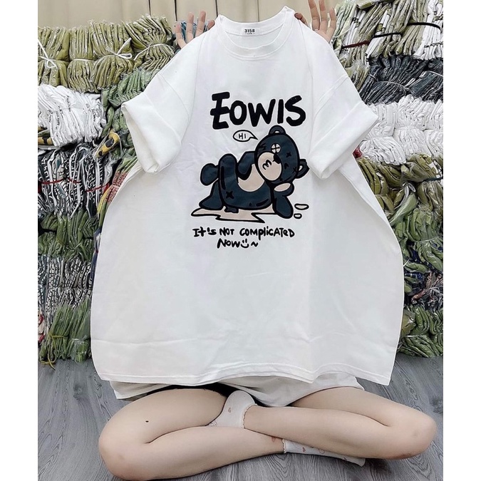 [ Rẻ vô địch ] Áo thun cotton tay lỡ dáng rộng unisex - Gấu eowis