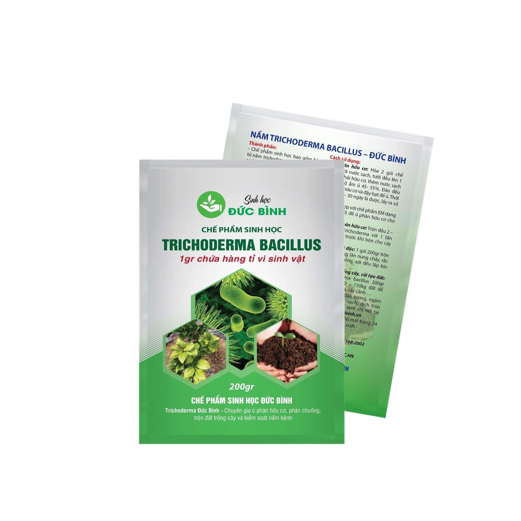 NẤM ĐỐI KHÁNG TRICHODERMA BACILLUS 200g ( Chuyên dùng để ủ phân hữu cơ và kiểm soát nấm bệnh)